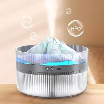1.5L Volcano Humidifier Essential Oil Diffuser with Lights Air Humidifier Aromatherapy Diffuser for Home Office Bedroom чёрный