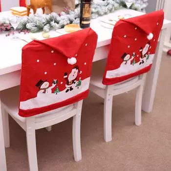 1-5Pcs Christmas Chair Cover Red Non-woven Chair Cover Christmas Table Decoration Dining Chair Cover Xmas Party Party Supplies