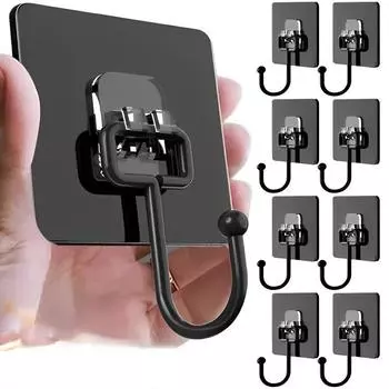 1-5PCS Self Adhesive Hooks Rotating Waterproof Strong Sticker Holder Wall Door Storage Hanging Hook Kitchen Bathroom Organizer