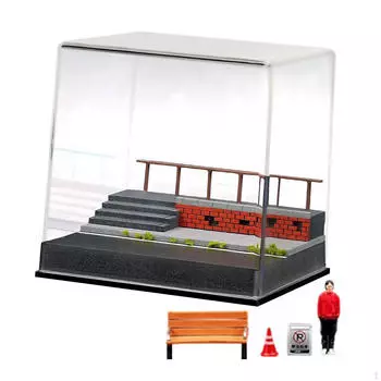 1/64 Diorama Car Display Case Park Stairs Scene Parking Lot Dustproof Cover for Sports