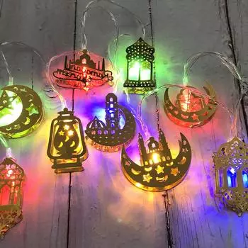 1.65m Eid Mubarak String Lights Ramadan String Lights Ramadan Moon Castal Light for Home Patio Garden Birthday Ramadan Party