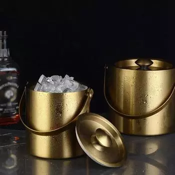 1.6/2/3L Stainless Steel Ice Bucket Portable Double Wall Insulated with Lid Hotel Wine Champagne Beverage Beer Tools Bar Party