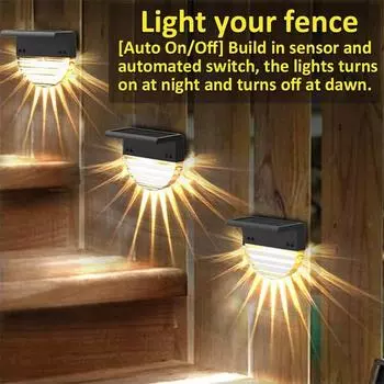 1/6PCS Solar Deck Lights Outdoor Waterproof Solar Step Lights LED Solar Fence Lights for Patio Stairs Yard Garden Pathway Decor