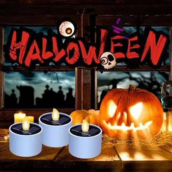 1-6PCS Solar Tea Light LED Candles Outdoor Waterproof Flameless Solar Tea Light Rechargeable Candles for Party Garden Home Decor
