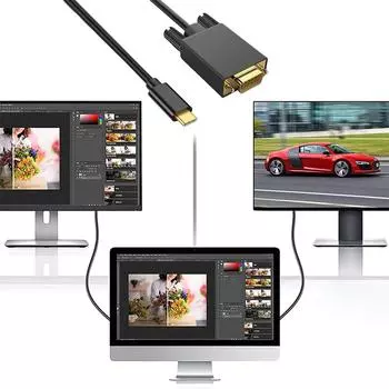 1,8 м/6 футов 1080P USB3.1 Type-C к VGA-адаптерному кабелю 10 Гбит/с для монитора ПК