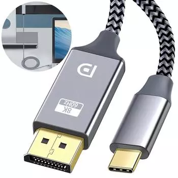 1,8 м USB C к Displayport 1.4Cable 32,4 Гбит/с 8K60 Гц 4K144 Гц USB C Male к DP Cable Thunderbolt4/3 совместимый для MacBook для iPad