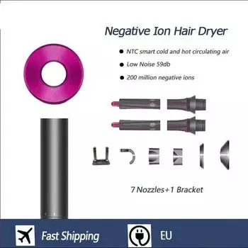1.8m Professinal Leafless Hair Dryer Negative Lon Hair Care Quick Dry Home Powerful Hairdryer Constant Anion Blow Dryer EU