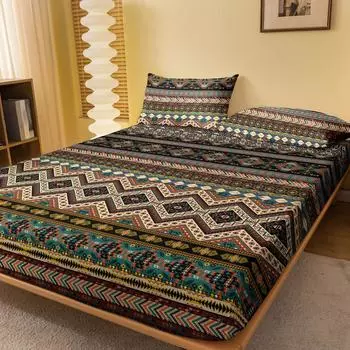 1 Bohemian Patterned Frosted Bedsheet, Bedroom Printed Bedspread, Bedding (Excluding Pillowcases) 71x132cm