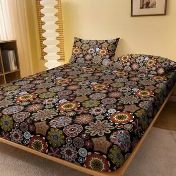 1 Bohemian Patterned Frosted Bedsheet, Bedroom Printed Bedspread, Bedding (Excluding Pillowcases) 71x132cm