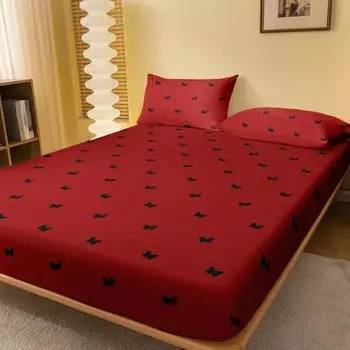 1 Butterfly Love Black Patterned Matte Bedsheet, Bedroom Printed Bedspread, Bedding (Excluding Pillowcases) 71x132cm