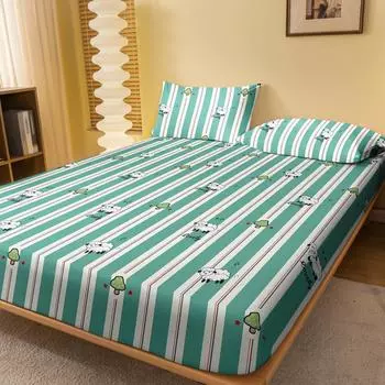 1 Cartoon Cute Animal Sheep Printed Matte Fitted Sheet, Bedroom Printed Bed Cover, Bedding (Excluding Pillowcases) 71x132cm