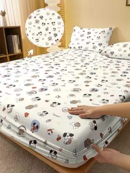 1 Cartoon Cute Fun Animal Dog Printed Matte Fitted Sheet, Bedroom Printed Bed Cover, Bedding (Excluding Pillowcases) 71x132cm