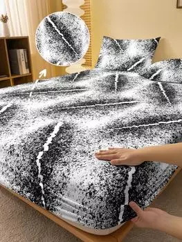 1 Cartoon Fun Printed Matte Fitted Sheet, Bedroom Printed Bed Cover, Bedding (Excluding Pillowcases) 71x132cm