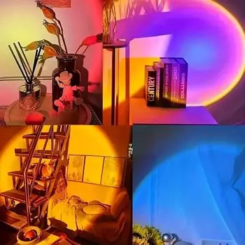 1 цветной проектор для заката - вращающийся на 360° декоративный напольный светильник для заката, освещающий ваш дом! 16 colors available жёлтый
