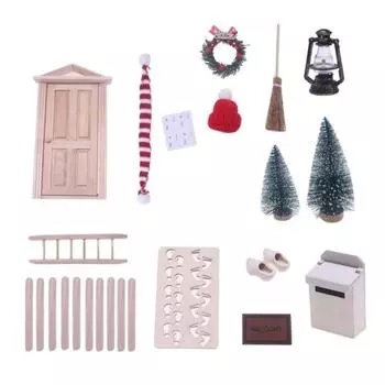 1 компл. Кукольный домик Эльф Дверь Рождественский Декор Венок Мини Деревянная Мебель Орнамент Сказочный Сад Миниатюрная Модель Сцены Притворись 1