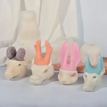 1 комплект 3D животных силиконовые формы свечи формы легко извлекаются для DIY свечи гипсовый орнамент эпоксидная смола литейная форма C