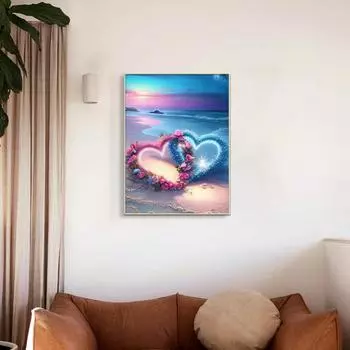 1 комплект 5D набор для рисования стразами DIY пляжное сердце дизайн с полными стразами легкий набор для творчества B