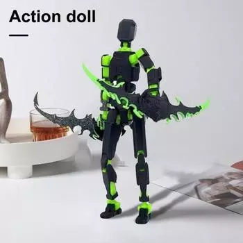 1 комплект, фигурка робота с аксессуарами, многосуставная подвижная 3D-модель робота с шарнирной рамкой, фигурка-манекен, украшение для детей и взрослых, подарок фиолетовый/зелёный