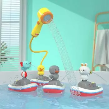 1 комплект, игрушки для ванной с животными, детская мультяшная лодка, электрический разбрызгиватель-компаньон, игрушка для ванны, интерактивные игрушки