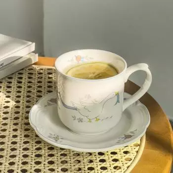 1 комплект керамическая кофейная чашка и блюдце Swan набор столовых приборов для послеобеденного чая кружка десертная тарелка кухонная кружка керамическая чашка без ложки