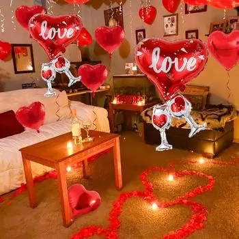 1 комплект воздушных шаров в форме сердца Love Wine для сюрпризов на День святого Валентина, романтических вечеринок, предложений руки и сердца, свадеб, юбилеев Other