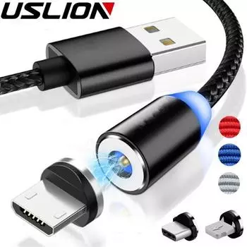 1 м 2 м Магнитный кабель Micro USB Type C iOS для быстрого зарядного устройства для iPhone X 5 6 7 7 Samsung s4 s5 moto 1M Type-C Plug + Cable чёрный