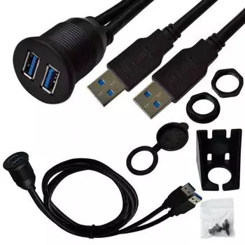 1 м двойной USB 3.0 «папа» к USB 3.0 «мама» AUX автомобильный удлинитель для скрытого монтажа для грузовика, лодки, мотоцикла, панель приборной панели