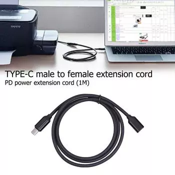 1 м USB C удлинительный кабель тип C папа-мама PD зарядный удлинитель шнур #C