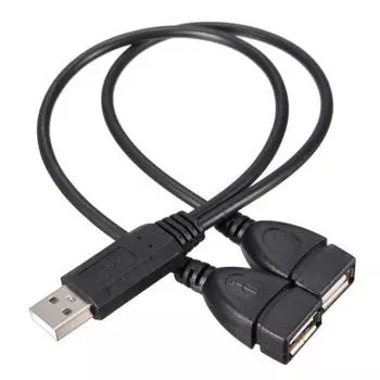 1 Male Plug To 2 Female Socket USB 2.0 Extension Line Power Converter Data Cable Cable Splitter E9Y2 black-null