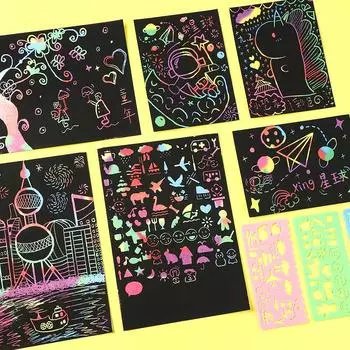 1 набор детских граффити-книг «сделай сам», обучающие игрушки Монтессори, радужная магия, скретч-бумага для детей, игрушки для рисования соскребанием