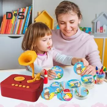 1 набор детских игрушек-граммофонов с 93 карточками для раннего образования детей, музыкальный проигрыватель, магнитофон, музыкальная шкатулка, интерактивная игрушка для повествования красный
