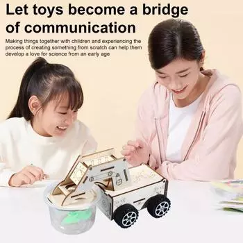 1 набор DIY Mars Cleaning Vehicle Model Kit Handmade Wooden Puzzle Sweeper Car
