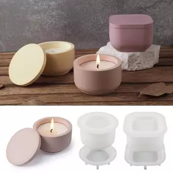 1 набор DIY силиконовая форма для банок со свечами и крышкой - форма для изготовления банок с ароматическим воском для смолы, бетона, гипса - форма для домашнего творчества One Size