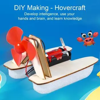 1 набор DIY Wind Powered Boat Model Kit Handmade Wooden Puzzle Hovership