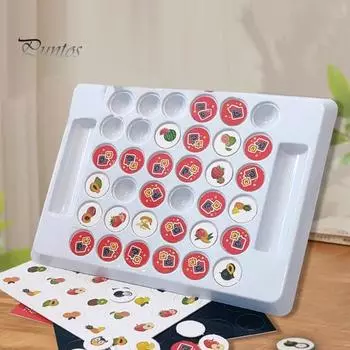 1 набор для детской игры в шахматы Memory Flip, 2 игрока, шахматы с животными и фруктами, настольная игра для тренировки внимания, развивающая игрушка для развития памяти у малышей серый белый