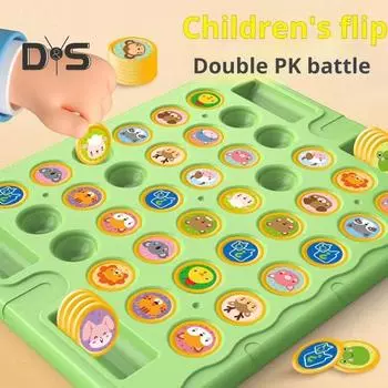 1 набор для детской игры в шахматы Memory Flip, 2 игрока, шахматы с животными и фруктами, настольная игра для тренировки внимания, развивающая игрушка для развития памяти у малышей Animal