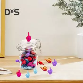 1 набор красочных банок для среднего пальца, 3D-печатная мини-фигурка среднего пальца, контейнер с широким горлом, украшение для домашнего офиса, настольный орнамент, подарок