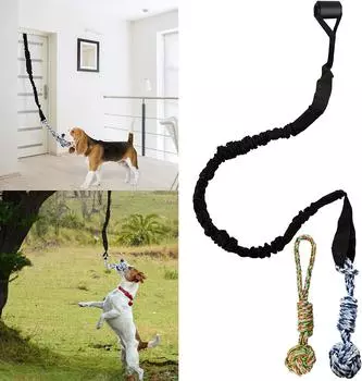 1 Pack Pet Braided Rope Nep Chew Toys Funny Dog Swing Toy Door Pull Abrasion Resistant & Bite Resistant Rope серый