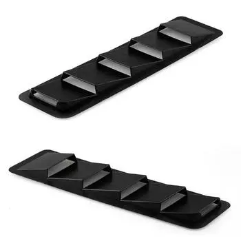 1 Pair 16.7x4.5 Universal Hood Vents Louver Panel Trim Matte Black ABS