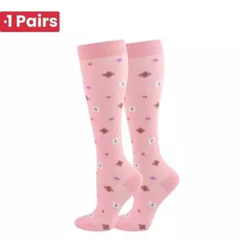 1 Pair Cute Cat Compression Socks Knee High 20-30 Mmhg Fit Medical Edema Diabetes Varicose Veins Running Sports Socks S-M