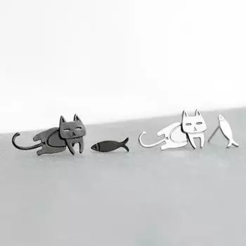 1 Pair Ear Studs Fish Shape Exquisite Jewelry All Match Cute Stud Earrings белый