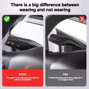 1 Pair Gear Shift Cover For Tesla Model 3 Y Steering Lever Handle Protection Shift Shell Carbon Fiber Pattern Shift Knob Cover