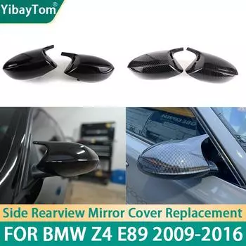 1 pair High Quality E89 Car Wing Side Rearview Mirror Cover Cap Shell Replacement For BMW E89 Z4 2009-2015 M Style Horn 1 pair black