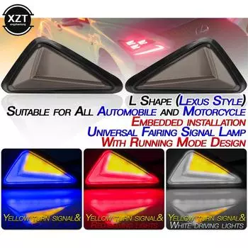 1 Pair L-shape Motorcycle Flush Mount Triangle Turn Signal Light LED Indicator Lamp DRL Blinker Waterproof Led Flashing Lights синий