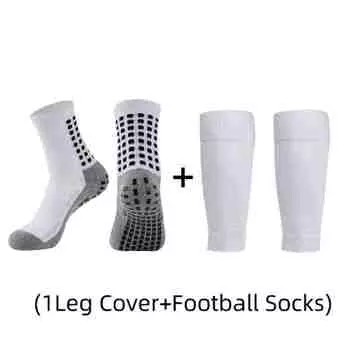 1 pair of combination adhesive point anti slip, sweat and odor resistant football sports socks+leg protectors