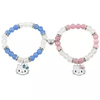 1 Pair Point Angel Couple Bracelets for Women Men Heart Magnetic Matching Bracelet Crystal Beads Bracelet Jewelry One Size