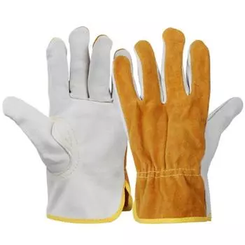 1 Pair Safety Welding Gloves Soft Leather Welder Gloves Leather Work Gloves Outdoor