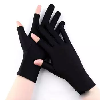 1 Pair Spandex Women Sun Protection Gloves Ice Silk Anti-ultraviolet Thin Ice Silk Gloves Thin Breathable Half Finger Gloves