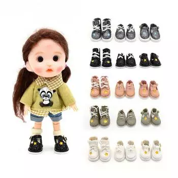 1 Pair Star Pattern Obitsu 11 Doll Boots Mini 1/8 Bjd Doll Boots 1/8 Bjd Doll Leather Shoes Holala Light Gray Style 1