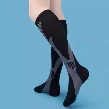 1 Pair Unisex Sport Socks Compression Yoga Socks Knee Length Long-tube High L чёрный